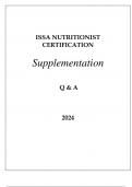 ISSA NUTRITIONIST CERTIFICATION SUPPLEMENTATION Q & A 2024.