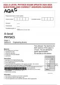 AQA A-LEVEL PHYSICS EXAM UPDATE 2024-2025  QUESTIONS AND CORRECT ANSWERS AGRADED