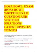 UPDATED HOSA BOWL EXAM /HOSA BOWL WRITTEN EXAM QUESTION AND VERIFIED SOLUTIONS LATEST UPDATES 2024