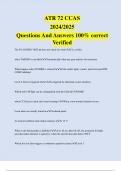 ATR 72  Questions And Answers 100% correct Verified
