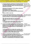 ATI RN NURSING CARE OF CHILDREN FINAL REVIEW 2023-2024 QUESTIONS WITH ANSWERS 