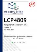 LCP4809 Assignment 1 (DETAILED ANSWERS) Semester 1 2024 - DISTINCTION GUARANTEED