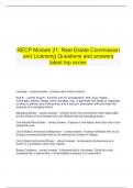   RECP Module 21: Real Estate Commission and Licensing Questions and answers latest top score.