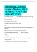 BEST REVIEW Developing Leaders - Leading Marines 100%  VERIFIED ANSWERS  2024/2025 EXAM