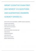 NREMT COGNITIVE EXAM PREP  2024 NEWEST 310 QUESTIONS  AND GUARANTEED ANSWERS  ALREADY GRADED A+.