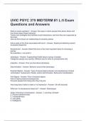 UVIC PSYC 375 MIDTERM #1 L-5 Exam Questions and Answers