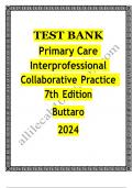 Test bank primary care interprofessional collaborative practice 7th edition buttaro / All chapters Complete / 2024 Rated A+