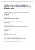 The Canadian Health Care Delivery System Study Guide Exam With Verified Answers 2024.