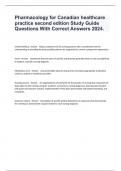 Pharmacology for Canadian healthcare practice second edition Study Guide Questions With Correct Answers 2024