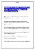 AMCA PHYSICAL THERAPY AIDE PREP GUIDE  LATEST 2024 QUESTIONS AND CORRECT ANSWERS|GRADED A+   