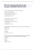 MT LVL II General Questions and Answers 2024/2025 Solved 100%