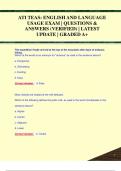 ATI TEAS: ENGLISH AND LANGUAGE  USAGE EXAM | QUESTIONS &  ANSWERS (VERIFIED) | LATEST  UPDATE | GRADED A+