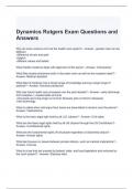 Dynamics Rutgers Exam Questions and Answers- Graded A