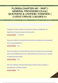 FLORIDA CHAPTER 497 - PART I  GENERAL PROVISIONS EXAM |  QUESTIONS & ANSWERS (VERIFIED) |  LATEST UPDATE | GRADED A+