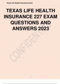 TEXAS LIFE HEALTH INSURANCE 227 EXAM QUESTIONS AND ANSWERS 2023