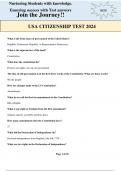USA CITIZENSHIP TEST 2024//Questions with Correct Answers/ EXAM QUESTIONS &ANSWERS GRADED A+