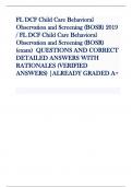 FL DCF Child Care Behavioral  Observation and Screening (BOSR) 2019  / FL DCF Child Care Behavioral  Observation and Screening (BOSR)  (exam) QUESTIONS AND CORRECT  DETAILED ANSWERS WITH  RATIONALES (VERIFIED  ANSWERS) |ALREADY GRADED A+   