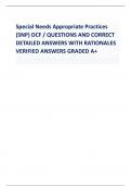 Special Needs Appropriate Practices  (SNP) DCF / QUESTIONS AND CORRECT  DETAILED ANSWERS WITH RATIONALES  VERIFIED ANSWERS GRADED A+