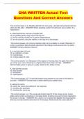 CNA WRITTEN Actual Test Questions And Correct Answers