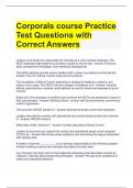 Corporals course Practice Test Questions with Correct Answers 