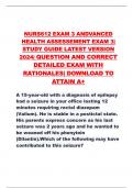 NURS612 EXAM 3 ANDVANCED HEALTH ASSESSEMENT EXAM 3| STUDY GUIDE LATEST VERSION 2024| QUESTION AND CORRECT DETAILED EXAM WITH RATIONALES| DOWNLOAD TO ATTAIN A+