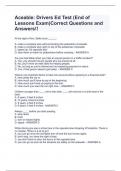 Aceable: Drivers Ed Test (End of Lessons Exam)Correct Questions and Answers!!