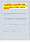 CITI - SoCRA - GCP for Clinical Trials  with Investigational Drugs and Biologi/ 2024/25 exam prediction paper, RATED A+cs  (ICH Focus), Questions and answers/  VERIFIED.