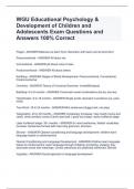 WGU Educational Psychology & Development of Children and Adolescents Exam Questions and Answers 100% Correct