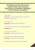 NUTRITION 331 PRACTICE FINAL  EXAM (UNITS 1 TO 15) EXAM |  QUESTIONS & ANSWERS (VERIFIED) |  LATEST UPDATE | GRADED A+