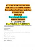 C720 All Book Quizzes, Unit Test, Pre-Assesment, Vocab & Comprehensive Study Materials to pass the OA 2024/2025 Questions & Answers Verified Answers A+ Guaranteed!! (ALL ANSWERS 100% CORRECT)