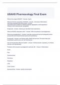 USAHS Pharmacology Final Exam with correct Answers