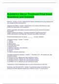Substance Abuse Treatment Final Exam Questions and Answers- Graded A