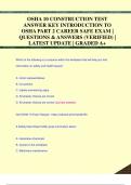 OSHA 10 CONSTRUCTION TEST  ANSWER KEY INTRODUCTION TO  OSHA PART 2 CAREER SAFE EXAM |  QUESTIONS & ANSWERS (VERIFIED) |  LATEST UPDATE | GRADED A+