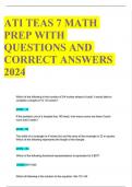 ATI TEAS 7 MATH PREP WITH QUESTIONS AND CORRECT ANSWERS 2024