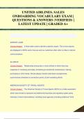 UNITED AIRLINES. SALES  ONBOARDING VOCABULARY EXAM |  QUESTIONS & ANSWERS (VERIFIED) |  LATEST UPDATE | GRADED A+