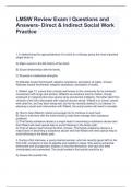 LMSW Review Exam I Questions and Answers- Direct & Indirect Social Work Practice