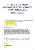 ATI PN LEADERSHIP MANAGEMENT PROCTORED EXAM 2020 (Verified 100% Correct)