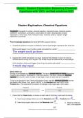 Gizmo - Student Exploration Balancing Chemical Equations-with 100% verified solutions-2023