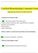 Certified Breastfeeding Counselor Exam Questions and Answers (2024 / 2025) (Verified Answers)