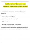 Certified Lactation Consultant Exam Questions and Answers (2024 / 2025) (Verified Answers)
