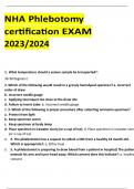 NHA Phlebotomy certification EXAM 2023/2024 WITH ANSWERS