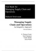 Test Bank For Managing Supply Chain and Operations An Integrative Approach 2nd Edition By Thomas Foster, Scott Sampson, Cynthia Wallin, Scott Webb (All Chapters, 100% Original Verified, A+ Grade) 