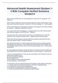 Advanced Health Assessment Quizzes 1-4 With Complete Verified Solutions Graded A