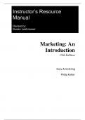 Instructor Manual With test Bank For Marketing An Introduction 15th Edition By Gary Armstrong, Philip Kotler (All Chapters, 100% Original Verified, A+ Grade)