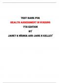 Test Bank For Health Assessment in Nursing 7th Edition By Janet R Weber and Jane H Kelley |All Chapters,  2024|