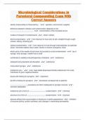 Microbiological Considerations in Parenteral Compounding Exam With Correct Answers 