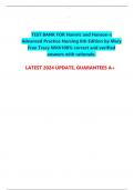 TEST BANK FOR Hamric and Hanson-s Advanced Practice Nursing 6th Edition by Mary Fran Tracy With100% correct and verified answers with rationale.  LATEST 2024 UPDATE, GUARANTEES A+