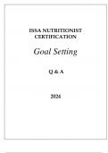 ISSA NUTRITIONIST CERTIFICATION GOAL SETTING Q & A 2024