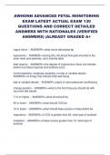 AWHONN ADVANCED FETAL MONITORING EXAM LATEST ACTUAL EXAM 130 QUESTIONS AND CORRECT DETAILED ANSWERS WITH RATIONALES (VERIFIED ANSWERS) |ALREADY GRADED A+.