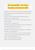 JB Learning EMT - Ch 7 Exam Questions and Answers 2024